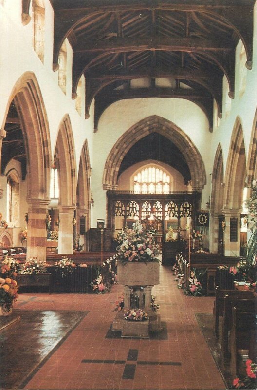 British Postcard Irchester St Katharine's Church interior view