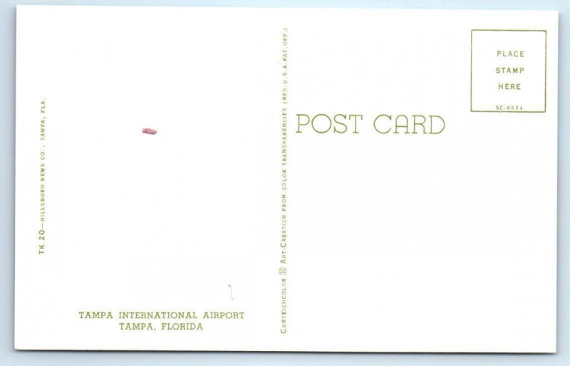 TAMPA, Florida FL ~ TAMPA INTERNATIONAL AIRPORT ca 1950s Cars Taxi Cab  Postcard