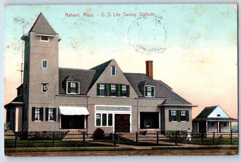 Nahant Massachusetts MA Postcard United States Life Savings Station 1910 Vintage