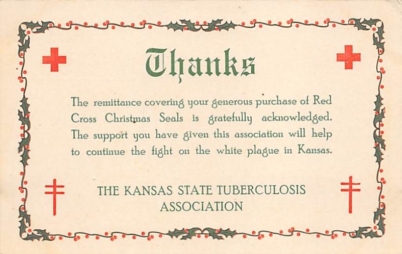 Red Cross Post Card Red Cross Christmas Seals The Kansas State Tuberculosis A...