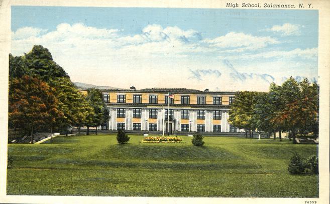High School - Salamanca NY, New York - pm 1939 - Linen
