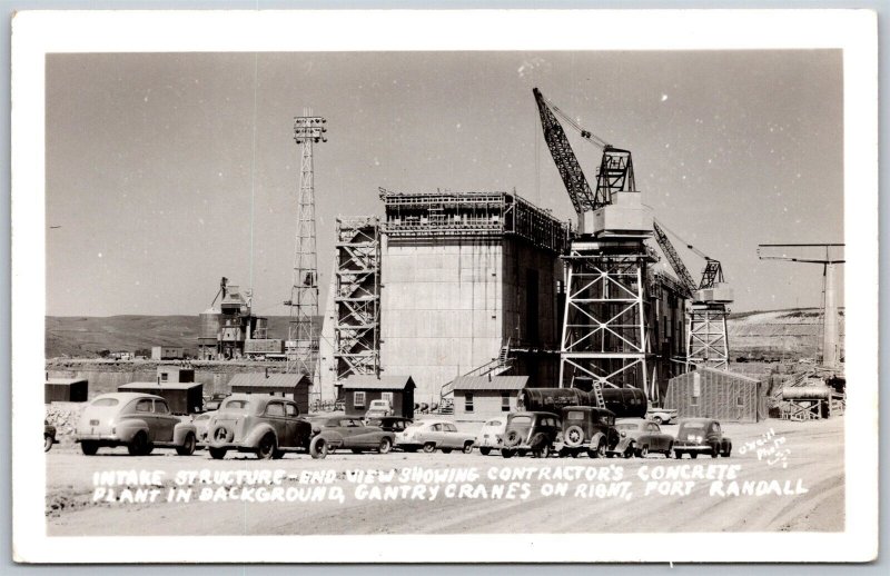 Vtg Picstown South Dakota SD Fort Randall Dam Construction RPPC 1940s Postcard