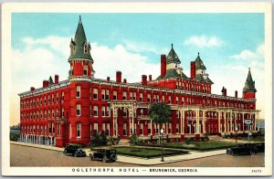 Brunswick Georgia GA, Oglethorpe Hotel Building, Car Parking, Vintage Postcard