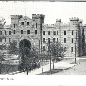 c1910s Springfield, ILL State Armory Arsenal Castle Litho Photo Postcard A60