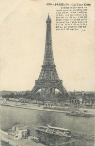 Postcard France Paris la tour Eiffel steamboat Seine
