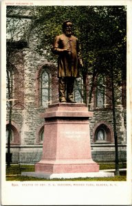 Statue of Rev TK Beecher, Wisner Park, Elmira NY UDB Vintage Postcard E41