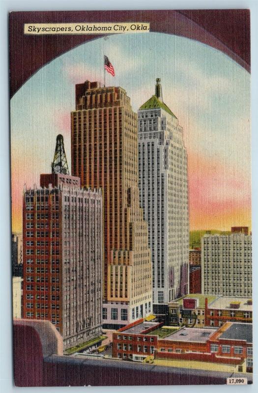 Postcard OK Oklahoma City Skyscrapers Vintage Linen N8