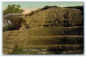 c1910 Written on the Rock Lady Macquarie's Chair Sydney Australia Postcard