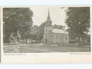 Unused Pre-1907 BAPTIST CHURCH Chester Vermont VT n5569