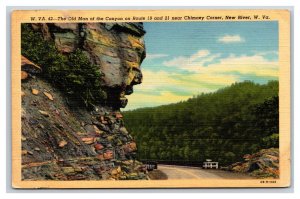 Old Man of the Canyon Chimney Corner Gouley Bridge WV  Linen Postcard R13