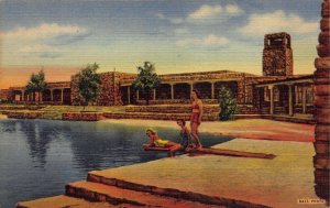 Linen Postcard Bath House & Swimming Pool Lea Lake in Roswell, New Mexico~122358 