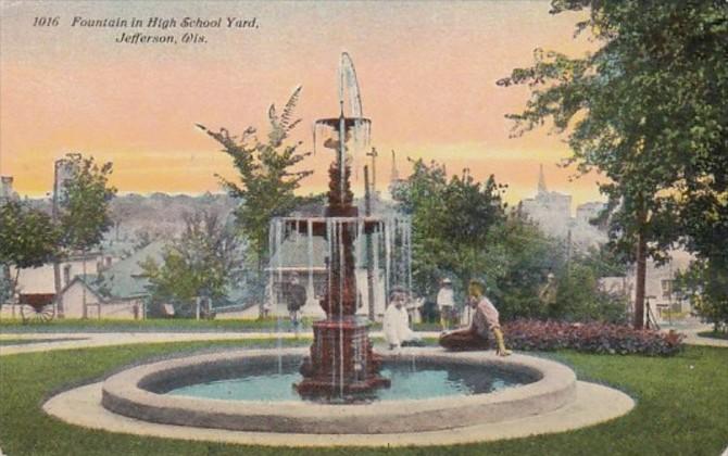 Wisconsin Jefferson Fountain In High School Yard