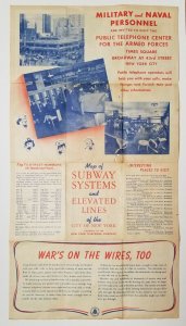 New York Subway Map Given to 1940s Military Recruits from NY Telephone Company