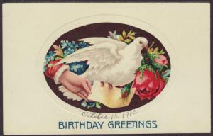 Birthday Greetings,Bird,Flowers Postcard