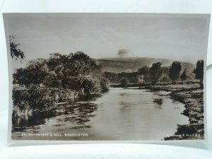 The River Itchen & St Catherines Hill Winchester Vintage RP Postcard 1950s