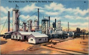 Postcard TX Howard County Big Spring Large Oil Refinery LINEN 1940s S52