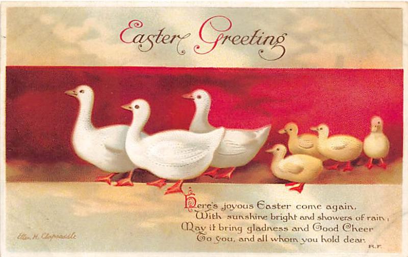 Ellen H Clapsaddle, Easter Greetings Holiday Unused tab marks from being in a...