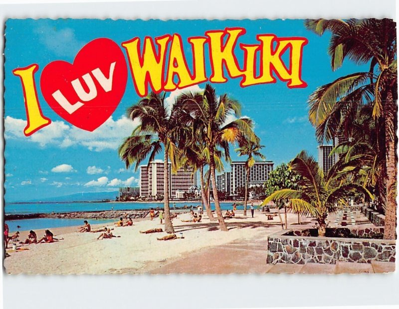 Postcard I Luv Waikiki, Honolulu, Hawaii