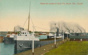 Freighters below the Locks - Sault Ste Marie, Ontario, Canada - DB