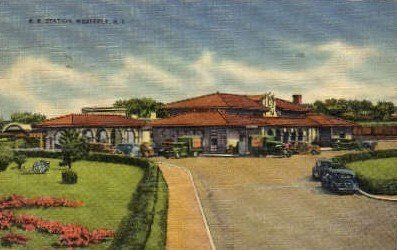 R.R. Station, Westerly, Rhode Island, RI, USA Railroad Train Depot 1939 posta...