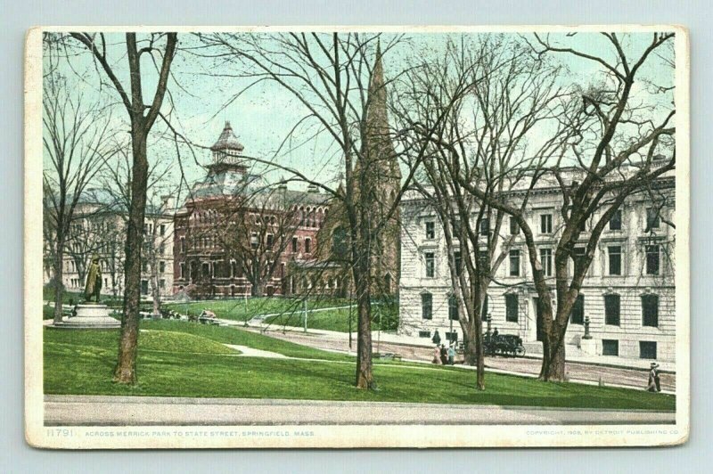 1908 Merrick Park to State Street Springfield Massachusetts Mass Postcard 