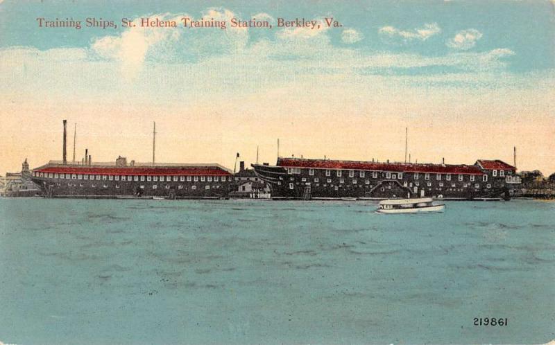 Berkley Virginia St Helena Training Station Ships Antique Postcard K10760