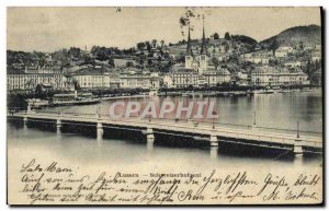 Old Postcard Luzern Switzerland Schweizerhofquai