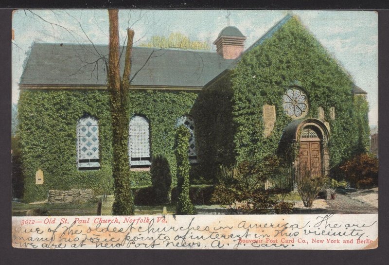 Virginia Norfolk - Old St. Paul Church pm1906 - UDB Vintage