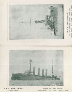 HMS Good Hope Dreadnought Tonnage 2x Old Ship Postcard s