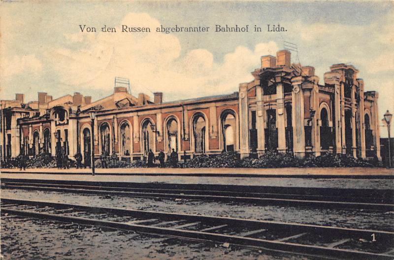 BC60798 Belarus Von den Russen abgebrannter Bahnhof in Lida gare railstation