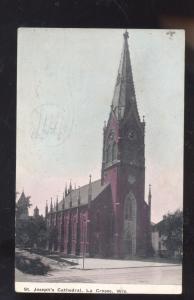 LA CROSSE WISCONSIN ST. JOSEPH'S CATHEDRAL VINTAGE POSTCARD CHURCH