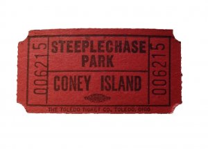 Coney Island Steeplechase Amusement Park Ticket Stub Unused 1950's New York NY
