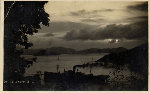 china, HONG KONG, Sunset Panorama (1910s) RPPC Postcard