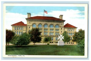 c1920s US Flag Cross Monument High School York Pennsylvania PA Unposted Postcard