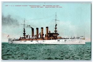 c1910's US Armored Cruiser Pennsylvania Steamer Ship Unposted Antique Postcard