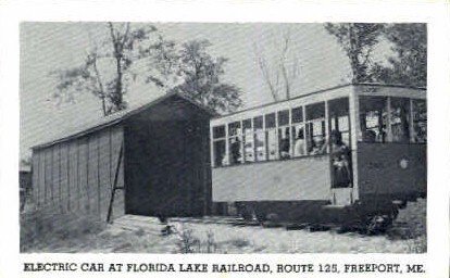 Electric Car, Florida Lake Railroad in Freeport, Maine