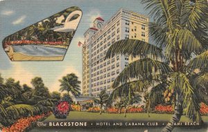 MIAMI BEACH, Florida~FL  BLACKSTONE HOTEL~CABANA CLUB  Roadside c1940's Postcard