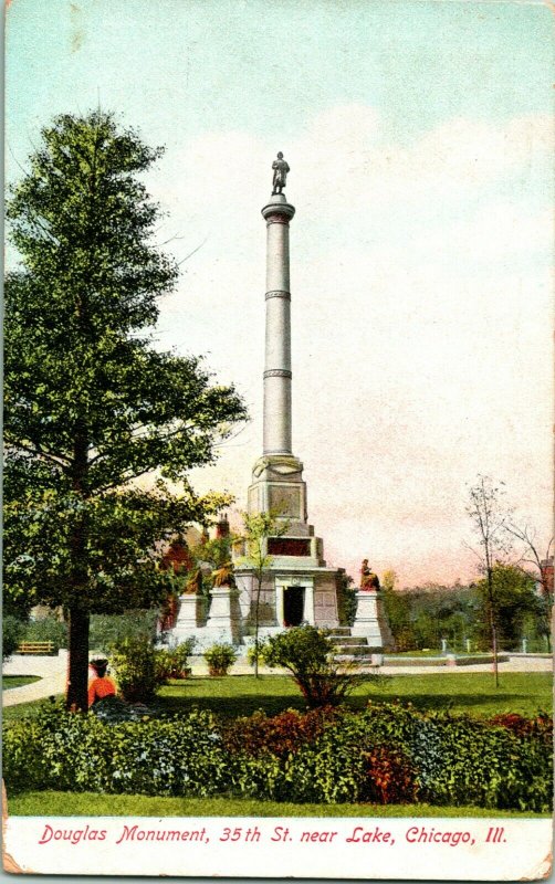 Vtg Postcard 1907 UDB DOUGLAS MONUMENT & Tomb Chicago, IL Illinois