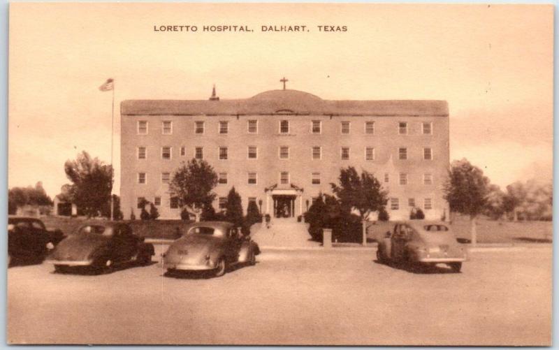 Dalhart, Texas Postcard LORETTO HOSPITAL Street View Artvue Sepia c1940s Unused United States