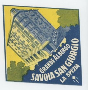 1930's-40's Grande Albergo Savoia San Giorgio Label Luggage Label EVN2