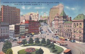 New York Albany Looking Up State Street To State Capitol And Office Building ...