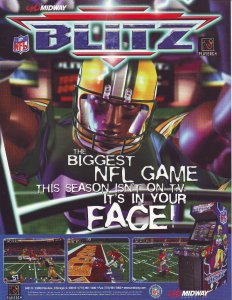 Blitz Arcade FLYER Original 1997 NOS Video Game Football Sports Vintage Retro