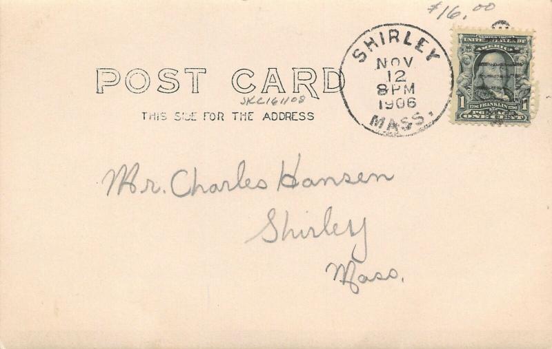 Shirley Massachusetts~Hazen Memorial Library~1906 Real Photo Postcard~RPPC 