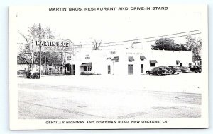 NEW ORLEANS, LA Louisiana ~ MARTIN BROS. DRIVE-IN & Restaurant Roadside Postcard