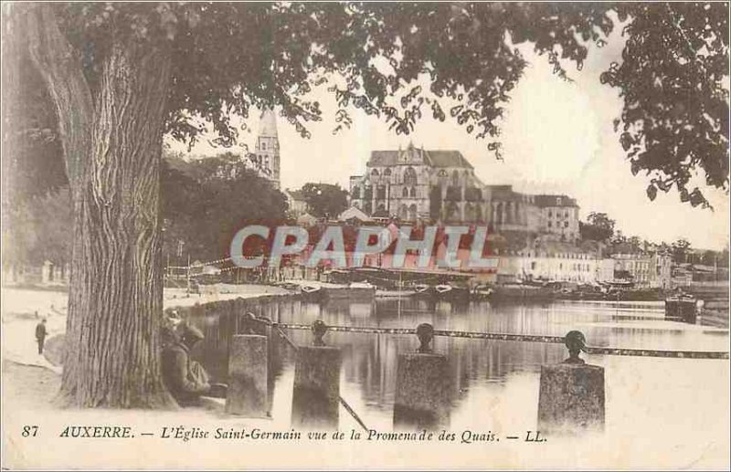 Old Postcard Auxerre E Church St Germain for the Quays Promenade