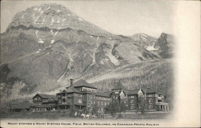 Field British Columbia BC Mt Stephens and Mt Stephen House Vintage Postcard