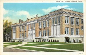 Bellevue Ohio 1940-50s Postcard high School Building