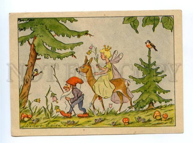 164038 MUSHROOM Amanita GNOME ELF Fairy on Deer by ZEISE old