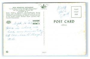 Postcard New Sequoyah Restaurant, Cherokee NC 1963 MA13