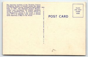 Christian Science Pub Buiding Boston Massachusetts Postcard Linen Unposted Mass